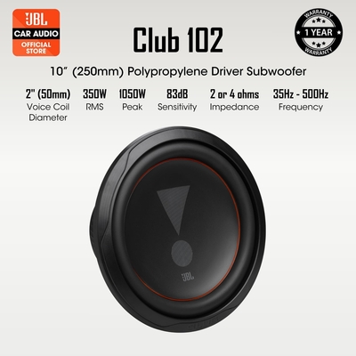 JBL CLUB 102 | 10" Polypropylene Driver Subwoofer